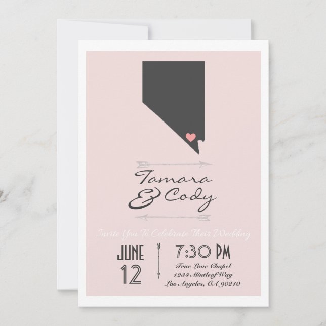 Elegantes Rosa Las Vegas Hochzeitsempfang Einladung (Vorderseite)