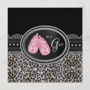 Elegantes Rosa Leopard Baby Shower Einladung