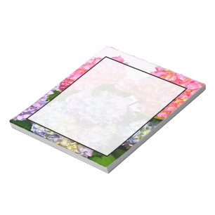 Elegantes rosa, lila blaues Blumengestein Hydrange Notizblock