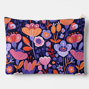 Elegantes rosa lila Folkloremuster Zubehörtasche