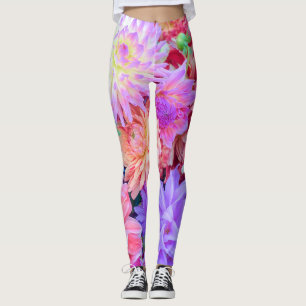 Elegantes Rosa Lila Orange Blume Bouquet  Leggings