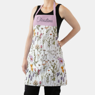 Elegantes Rosa Lila Wildblumen-Muster mit individu Schürze