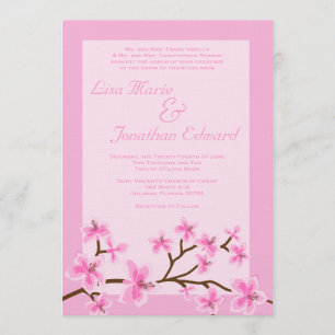 Elegantes rosa Lilien-Hochzeits-Einladungs-12x18 Einladung