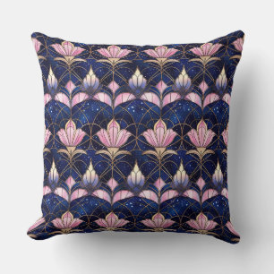 Elegantes rosa Lotus-Unechtes-Buntglas-Muster Kissen
