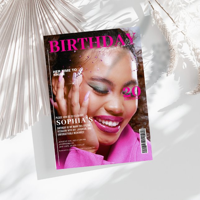 Elegantes rosa Magazin über 30. Geburtstag Einladung (Von Creator hochgeladen)