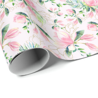 Elegantes rosa Magnolia Geschenkpapier