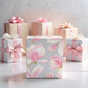 Elegantes rosa Magnolien-Blumenmuster Aquarell Geschenkpapier
