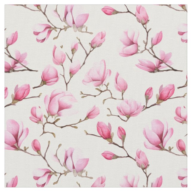 Elegantes rosa Magnolienmuster Stoff (Nahaufnahme)