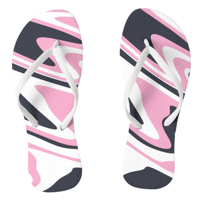 Elegantes Rosa, Marineblau und Weißmarmor schauen Flip Flops (Fußbett)