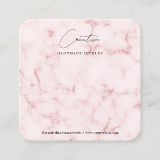Elegantes rosa Marmor handgeschriebenes Skript Dis Quadratische Visitenkarte