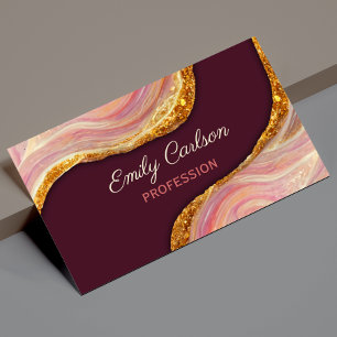 Elegantes Rosa Marmor Imitate Gold Glitzer, aber Magnetische Visitenkarte