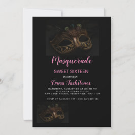 Elegantes rosa Masquerade Maske Thema 16 . Geburts Einladung