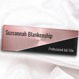 Elegantes rosa metallisches Diagonal-Profil-Schrif Namenschild