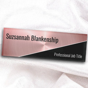 Elegantes rosa metallisches Diagonal-Profil-Schrif Namenschild