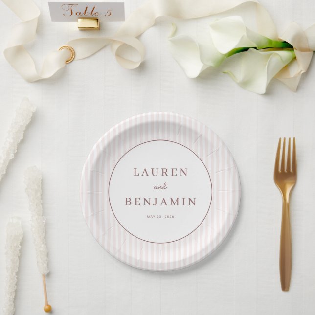 Elegantes Rosa-Minimalist Pappteller (Hochzeit)