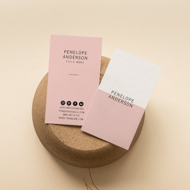 Elegantes Rosa Minimalistisch Modern Boho Girly Visitenkarte (Von Creator hochgeladen)