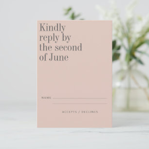 Elegantes Rosa Minimalistisch Moderne Hochzeit RSVP Karte