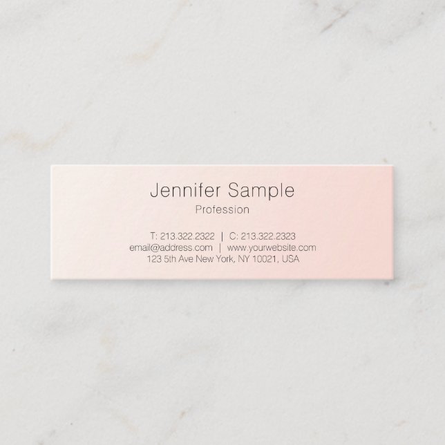 Elegantes Rosa Minimalistisches Design Trendy Luxu Mini Visitenkarte (Vorderseite)