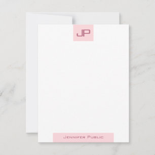 Elegantes, rosa Mit Monogramm einfaches Template Mitteilungskarte