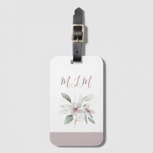 Elegantes Rosa Mit Monogramm Gepäckanhänger