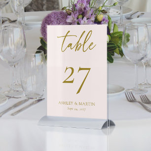 Elegantes Rosa mit Personalisierter Hochzeit Tischnummer