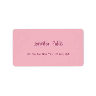 Elegantes rosa Modernes Template Freehand Script T Adressaufkleber