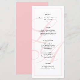 Elegantes rosa Mongram Wedding Menu Menükarte