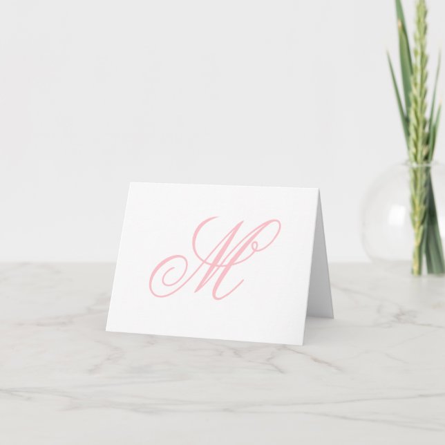 Elegantes rosa Monogramm Anfangsbuchstabe  Dankeskarte (Vorderseite)