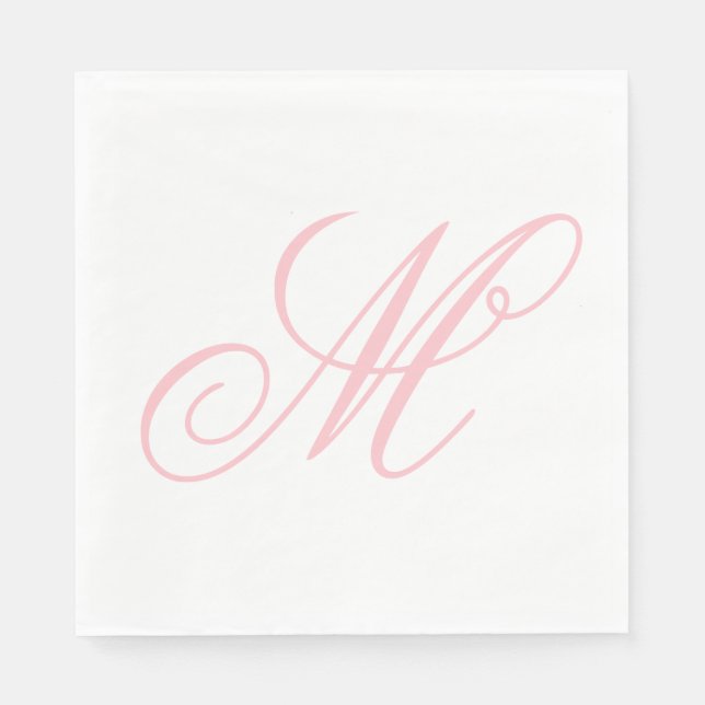 Elegantes rosa Monogramm Anfangsbuchstabe  Serviette (Vorderseite)