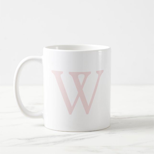 Elegantes Rosa Monogramm, Anfangsweiß Kaffeetasse (Links)