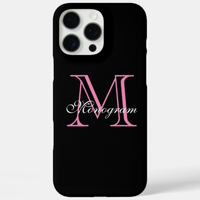 Elegantes rosa Monogramm iPhone 16 Pro Max Hülle (Rückseite)
