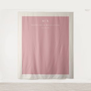 Elegantes rosa Monogramm Wandteppich
