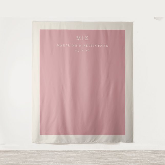 Elegantes rosa Monogramm Wandteppich (Vorderseite)