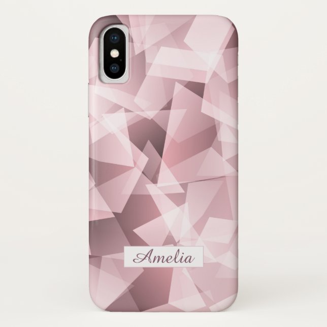 Elegantes rosa Name Geometrisches Polygonmuster Case-Mate iPhone Hülle (Rückseite)