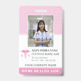 Elegantes Rosa Nurse Foto Abzeichen Ausweis