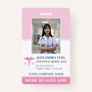 Elegantes Rosa Nurse Foto Abzeichen Ausweis