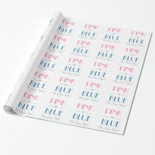 Elegantes rosa oder blaues Gender Reveal Wrapping Geschenkpapier