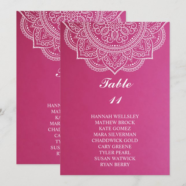 Elegantes rosa Paisley Seating Chart Einladung (Vorne/Hinten)