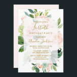 Elegantes rosa Peach Bloom 40. Geburtstags-Party Einladung<br><div class="desc">Mehr florale Wasserfarbe 40. Geburtstag Einladungen im Kleinen Bayleigh Store!</div>