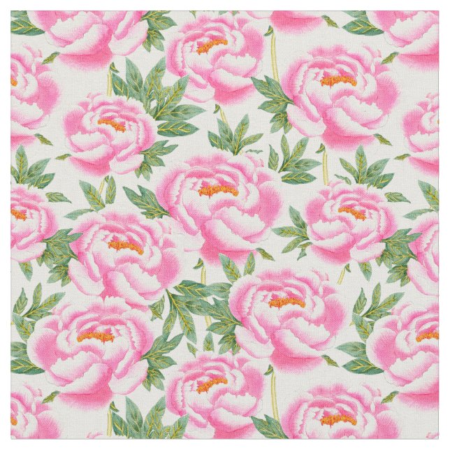 Elegantes rosa Peonies-Muster Stoff (Nahaufnahme)