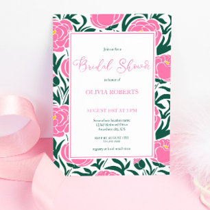 Elegantes Rosa Peony Blume Brautparty Einladung