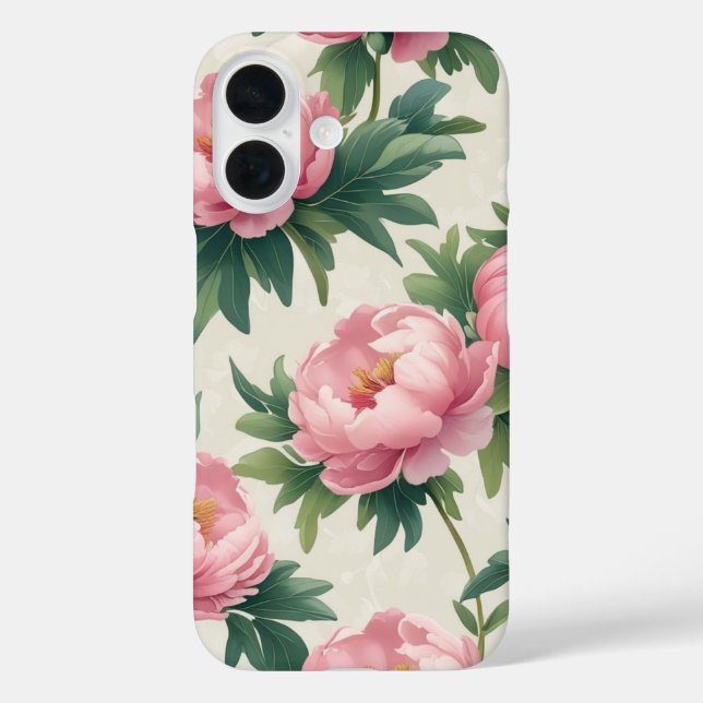 Elegantes rosa Peony Floral Pattern - Zeitlos iPhone 16 Hülle (Rückseite)