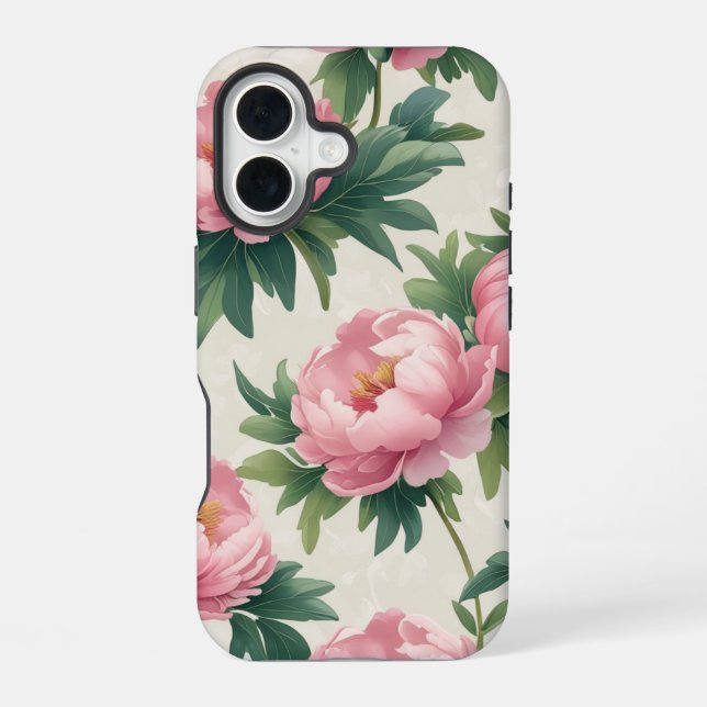 Elegantes rosa Peony Floral Pattern - Zeitlos iPhone 16 Hülle (Rückseite)