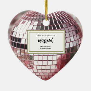 Elegantes rosa personalisiertes erstes Weihnachten Keramik Ornament
