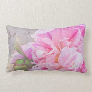 Elegantes Rosa Pink Peony Floral Französisches Sk Lendenkissen