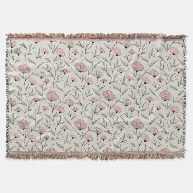 Elegantes rosa Pollenmuster Decke (Vorderseite)