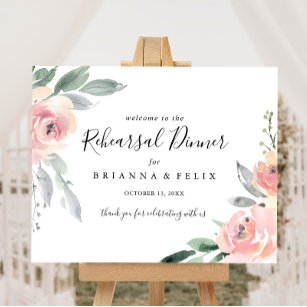 Elegantes Rosa Probe Abendessen Willkommenszeichen Poster