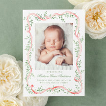 Elegantes Rosa Ribbon Grünes Foto Birth