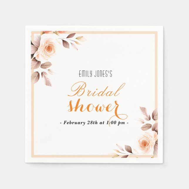 Elegantes Rosa Rosa Blume Bridal Brunch Serviette (Vorderseite)