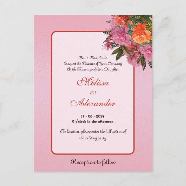 Elegantes Rosa-Rosa-Paillon Postkarte (Vorderseite)